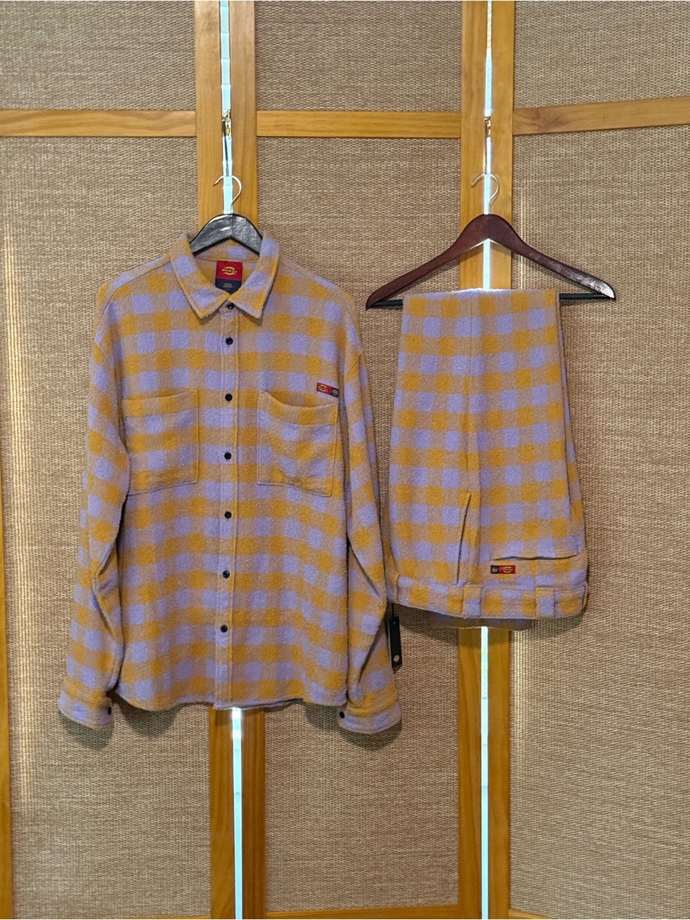 Checkered Shirt and Pants set in Lavender & Mustard - Dickies + Opening Ceremony